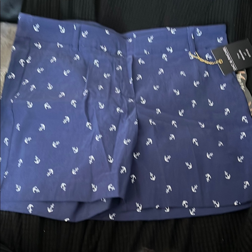 Zac & Rachel Blue and White Flat Front Shorts